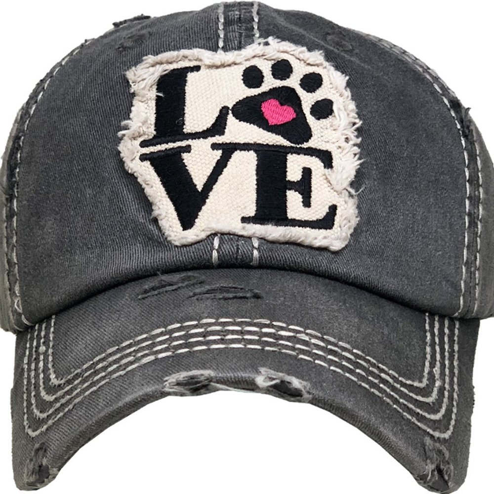 PAW LOVE DISTRESSED VINTAGE BALLCAP